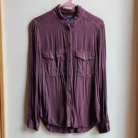 American Eagle Outfitters Purple "Boyfriend Fit" Button Down Shirt Size Medium - Picture 7 of 16